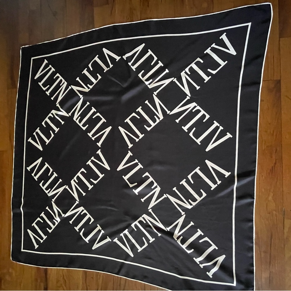 Valentino VLTN Logo Silk Scarf.